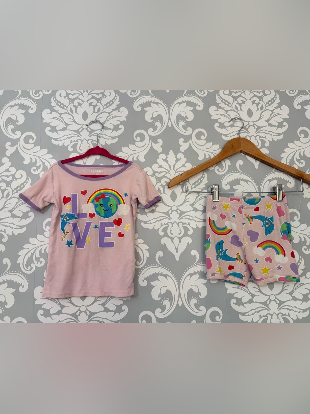 💫10/$25 • Bundles “LOVE” Cotton 2 Piece Rainbow & Dolphin Pajama Set
